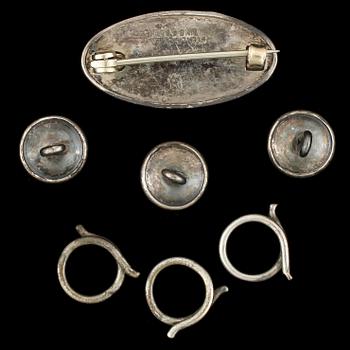 SMYCKESET, 4 delar, sterling silver, emalj, London tidigt 1900-tal. Vikt ca 7 gram.