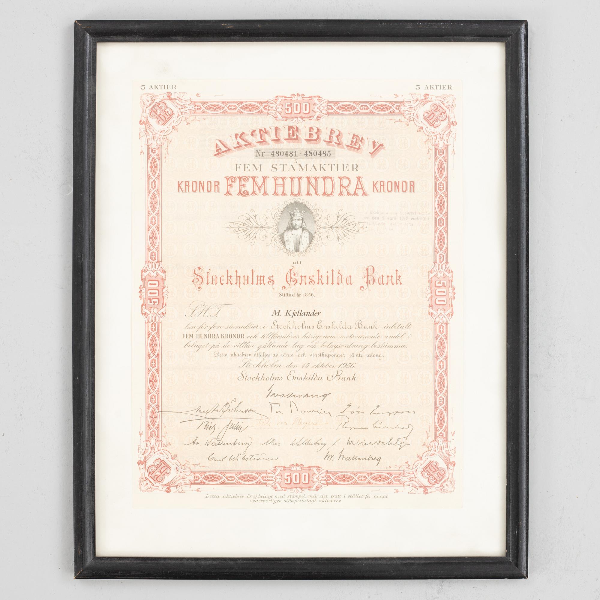 Ordförandestol, "SEB", utförd till Stockholms Enskilda Bank, signerad och daterad 1907.