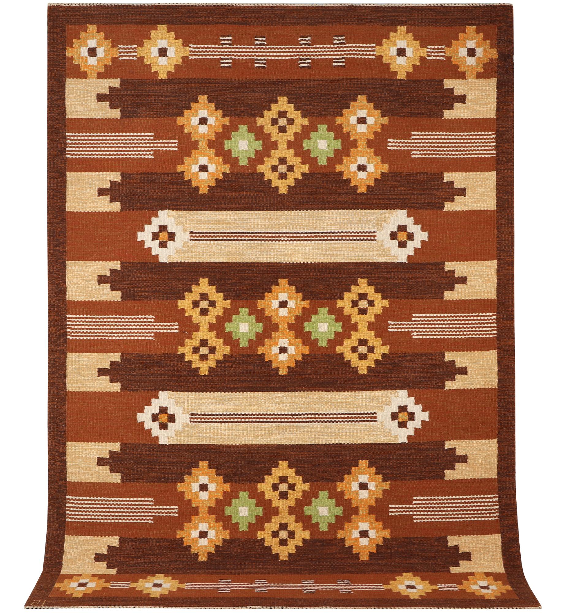 Ingegerd Silow, a flatweave carpet, signed IS, c. 241 x 167 cm.