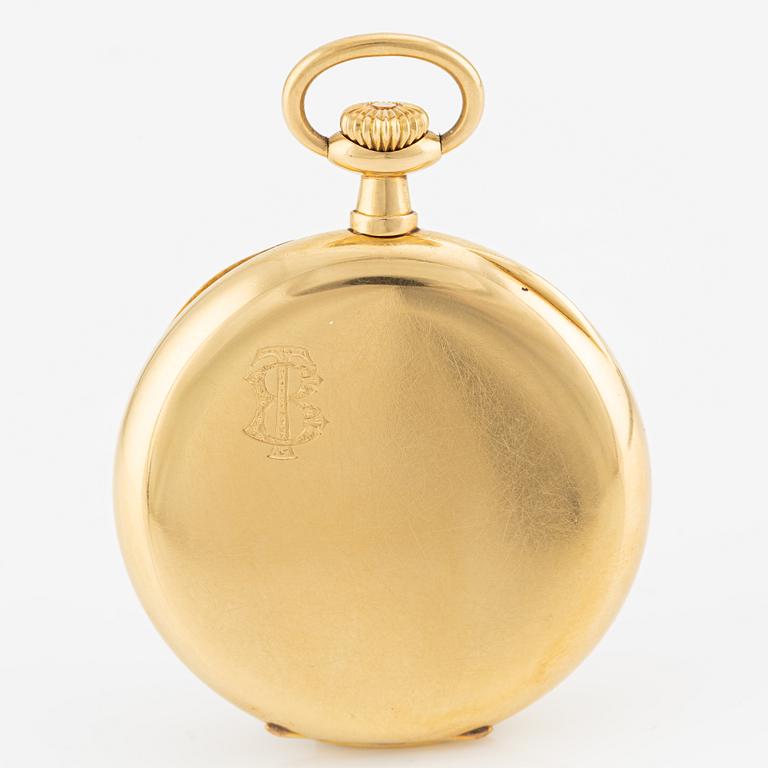 Patek Philippe, pocket watch, 48 mm. 18K gold, lever escapement, inner case in 18K gold, total ...