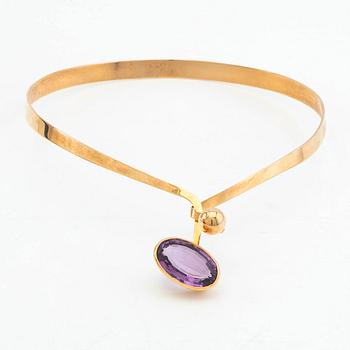 Collier, 18K med ametist.