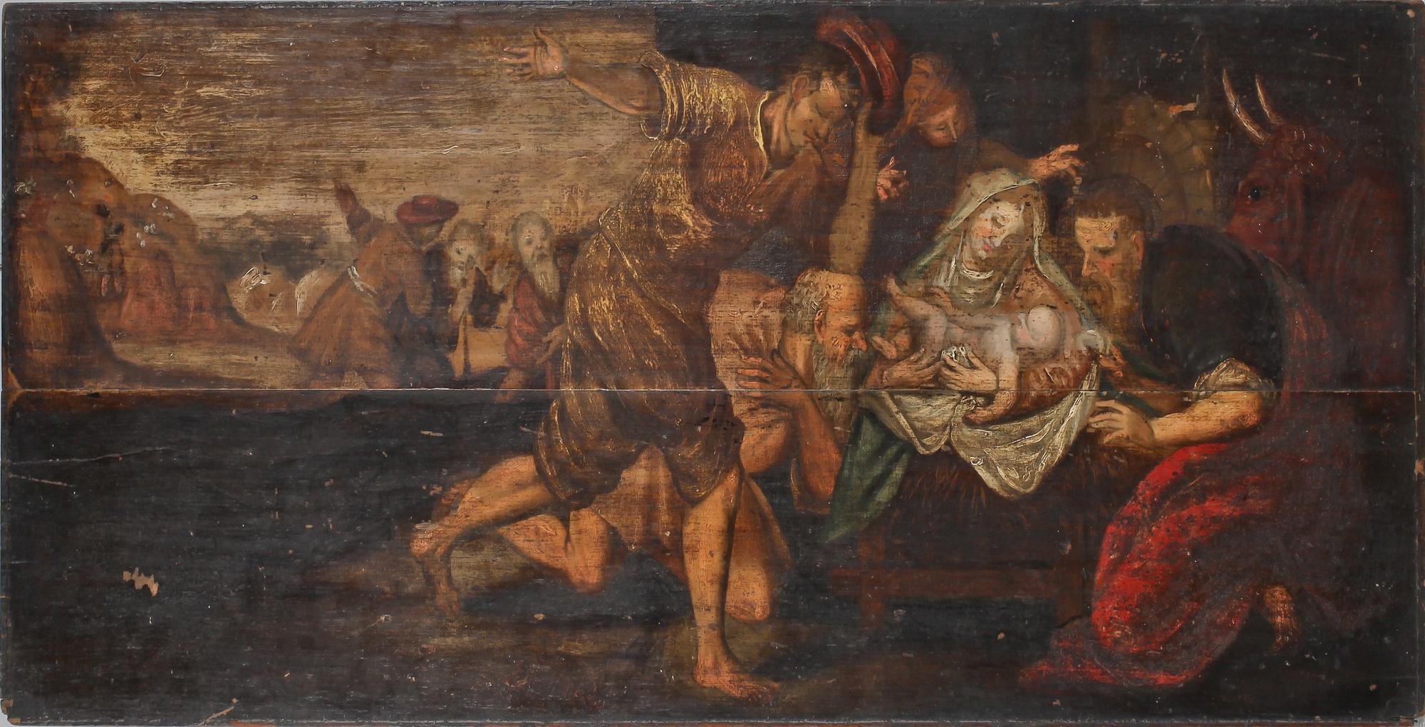 OKÄND KONSTNÄR, olja på pannå, 1700-tal.