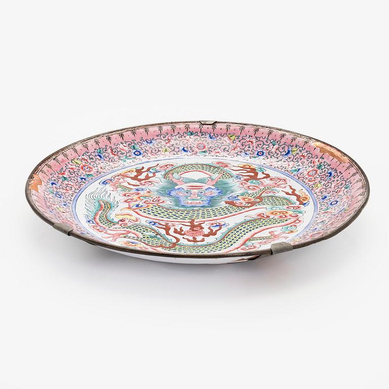 Fat, emaljerad koppar, Qing-dynastin, Kina, ca år 1800.