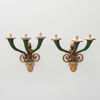 VÄGGAPPLIQUER, ett par, 1800-tal.