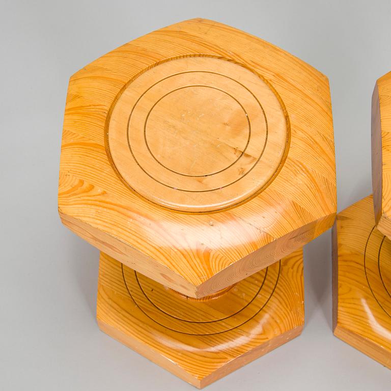 A set of two 1960/70s pine stools.