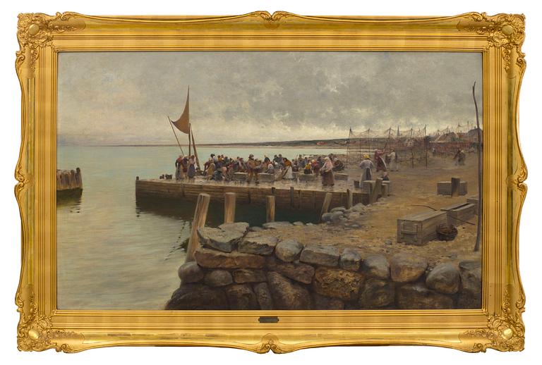 August Hagborg, "Fiskare i Torekovs hamn" (Fishermen in the harbour of Torekov, Sweden).