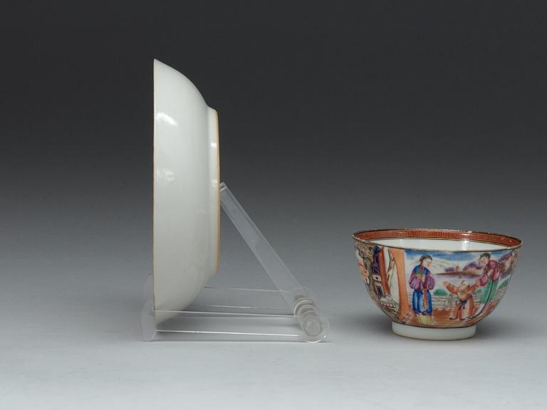 A set of eight famille rose tea cups with saucers, Qing dynasty, Qianlong (1736-95).