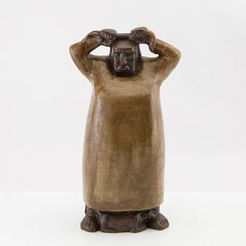 Åke Holm, sculpture, "Moses with the Bronze Serpent", Höganäs signed stoneware.