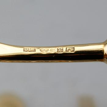 BESTICK, 21 delar, förgyllt silver, 1959. Vikt ca 614 gram.