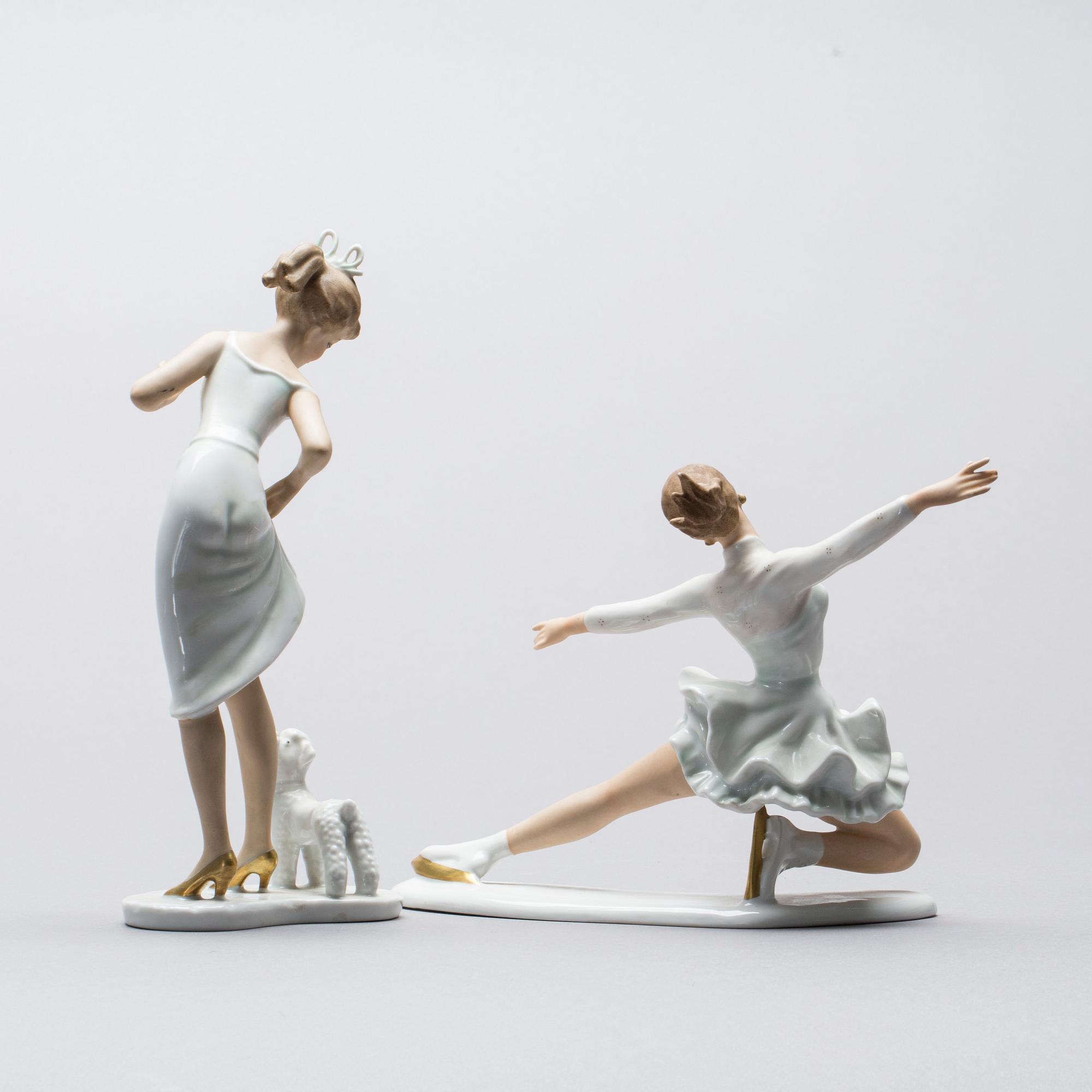 FIGURINER, 2 st, porslin, Schaubach kunst, Tyskland, 1900-tal.