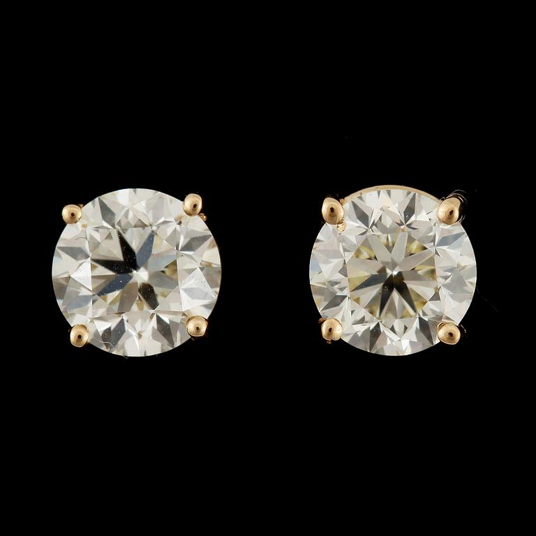 ÖRHÄNGEN, studs, ett par, 18k guld med briljantslipade diamanter tot ca1,60ct.