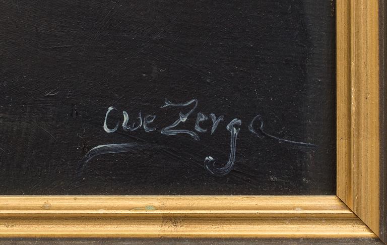 OWE ZERGE, oljemålning på pannå, signerad.