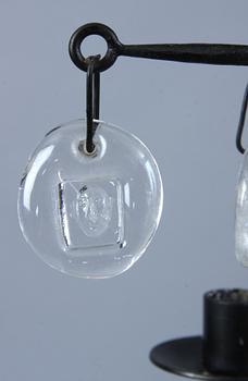 KANDELABER, gjutjärn samt glas, Erik Höglund, Kosta.