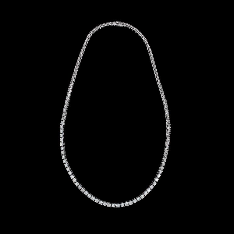 A brilliant cut diamond necklace, tot. app. 16.09 ct.