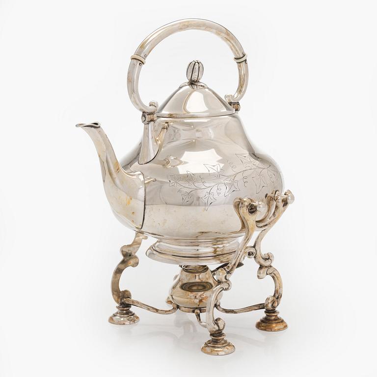 Carl J.S. Möinichen, kanna med rechaud, silver, Köpenhamn, Danmark 1916.