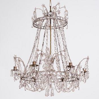 An Austro-Bohemian Louis XVI silvered brass six-branch chandelier, late 18th century.