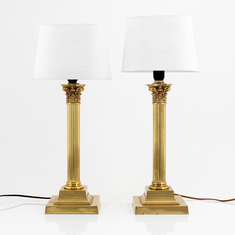 A pair of brass table lights, second half of the 20th century.