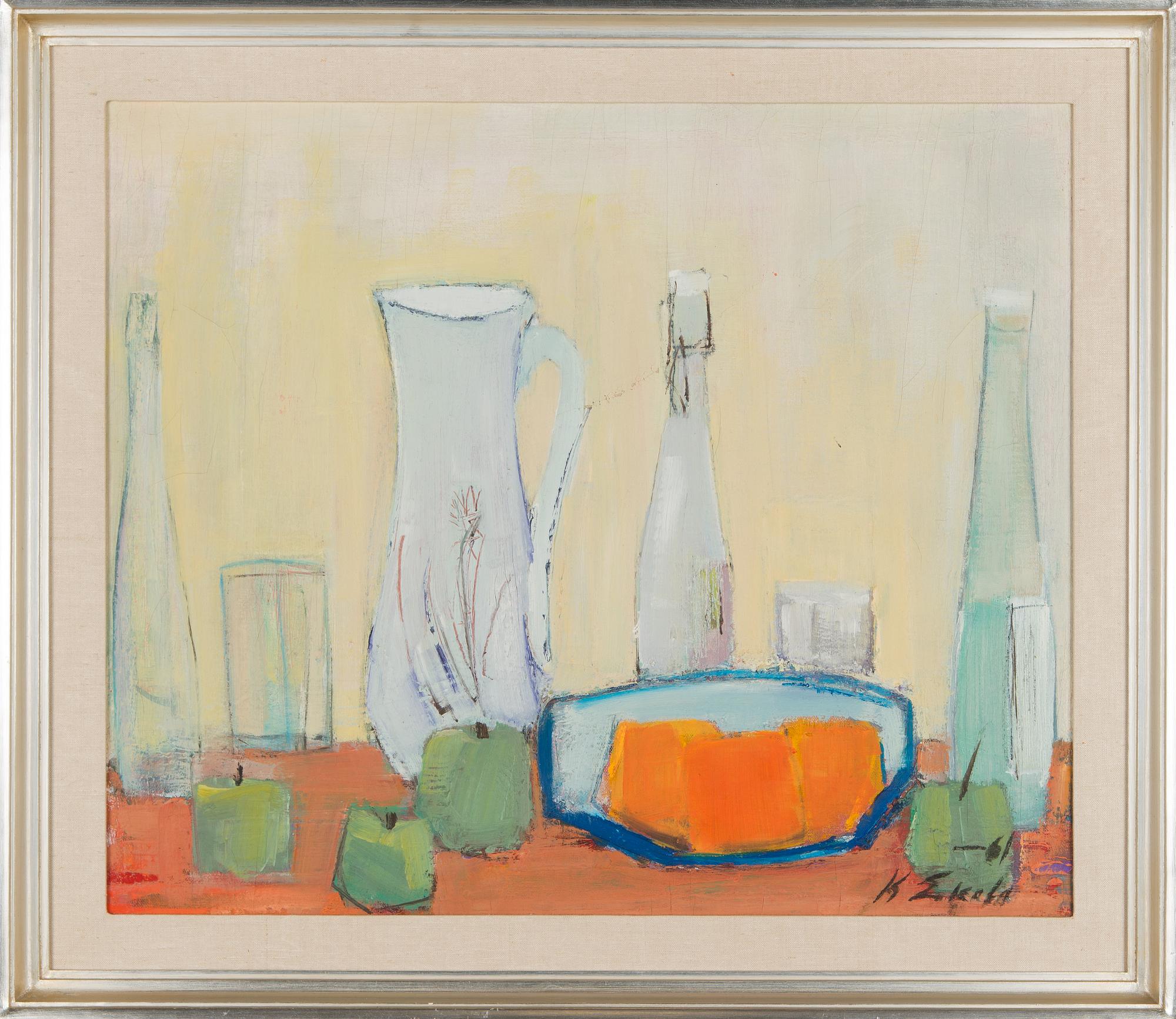 Kalle Eskola, Still life with apples and vessels.