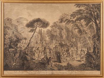 Jean-Antoine Watteau · JEAN-ANTOINE WATTEAU, efter, kopparstick, 1700-tal.