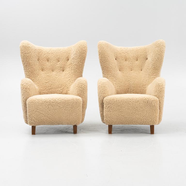 A pair of Danish Modern armchairs, possibly by Mogens Lassen, 1940's/50's.