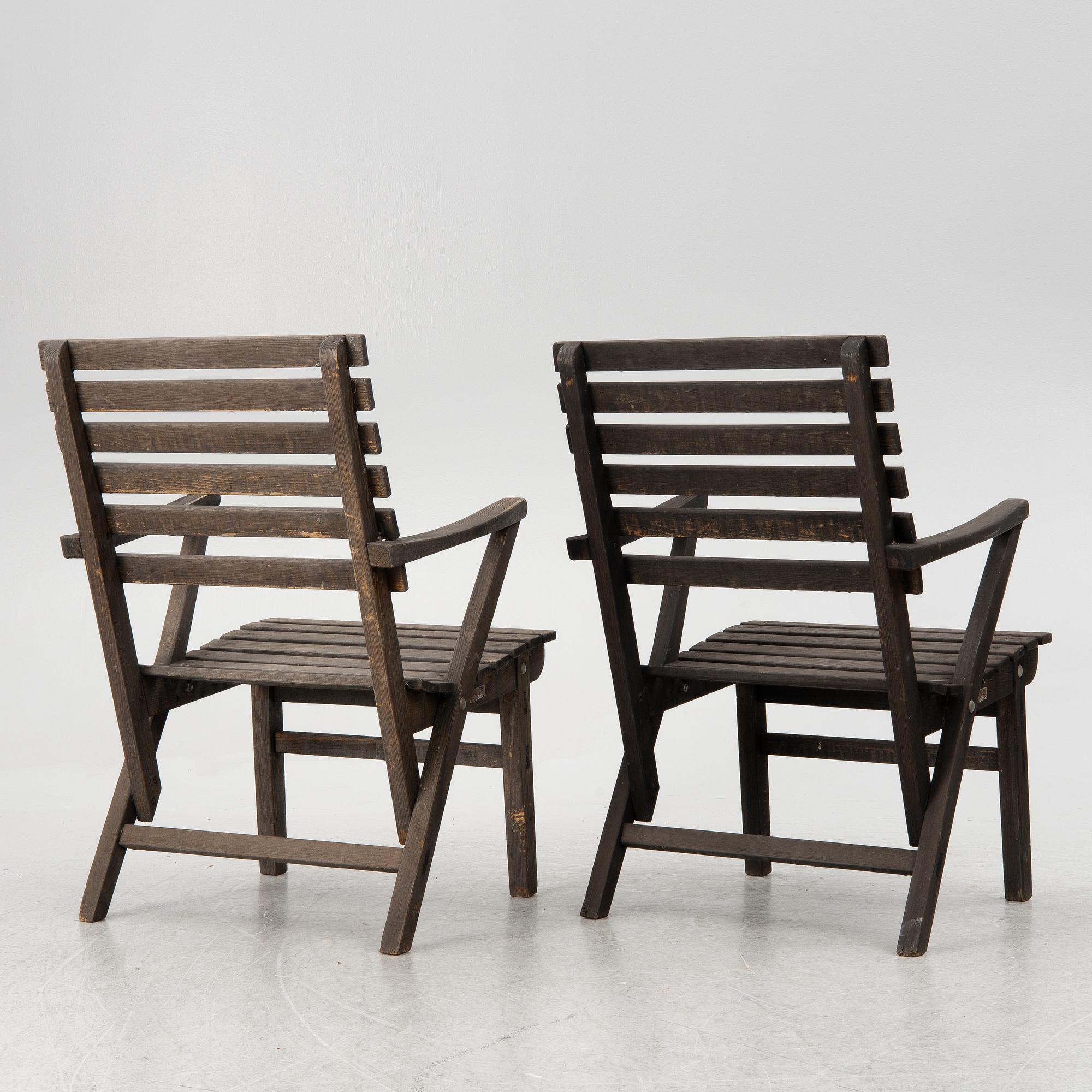 Carl Malmsten, a six-piece suite of garden furniture, 'Bergshamra', Igelstaverken, second half of the 20th Century.