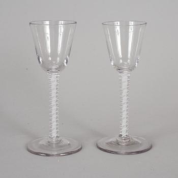 A pair of 18th century wine glasses.