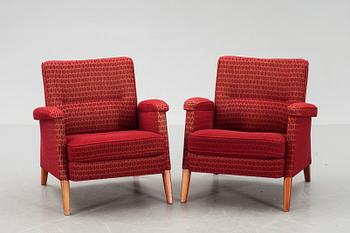 FÅTÖLJER, ett par, Svegards Markaryd. 1940/50-tal.