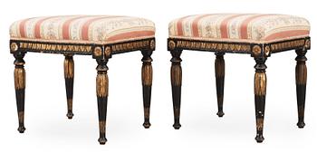 A pair of late Gustavian circa 1800 stools.