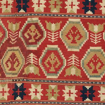 A BED COVER, double-interlocked tapestry, ca 197 x 117,5 cm, Scania (Skåne)1810, probably Gärds or Villands district.