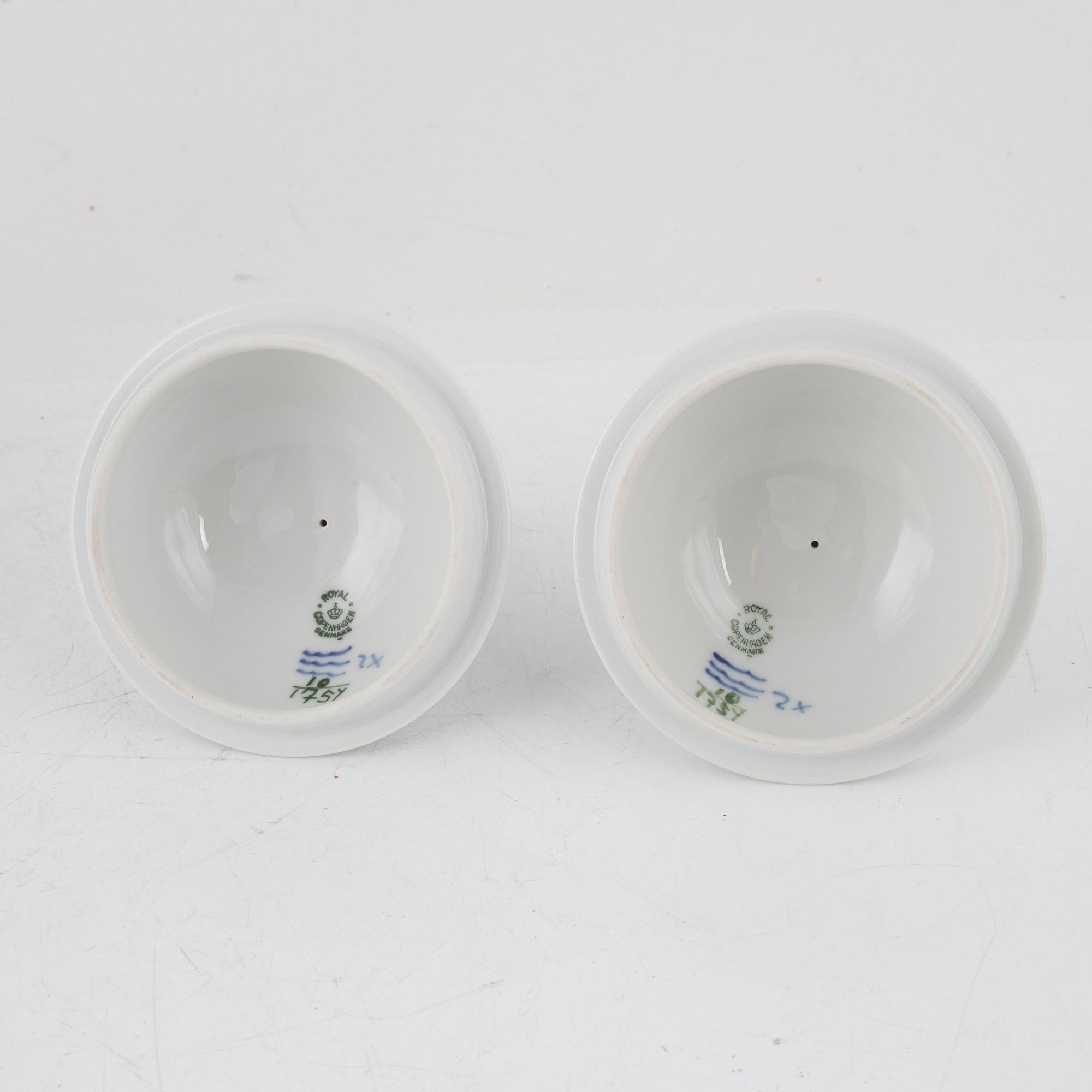 A pair of 'Blå Blomst' porcelain lidded urns, Royal Copenhagen, Denmark.