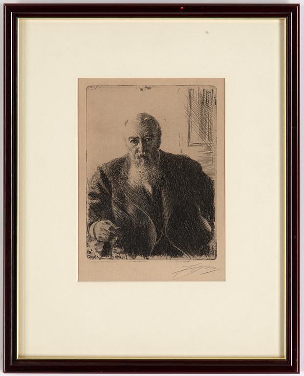 Anders Zorn, etsning, 1909, signerad i blyerts.
