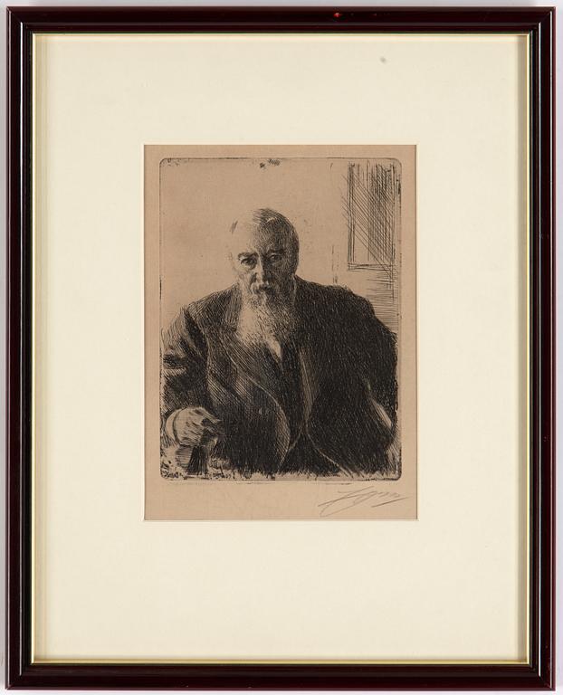 Anders Zorn, etching, 1909, signed in pencil.