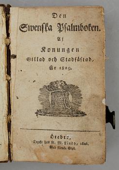 PRAKTPSALMBOK SAMT 3 BÖCKER OM TEOLOGI OCH LITURGI, bla "Kärt begrepp af den Christeliga läran", Stockholm 1804.