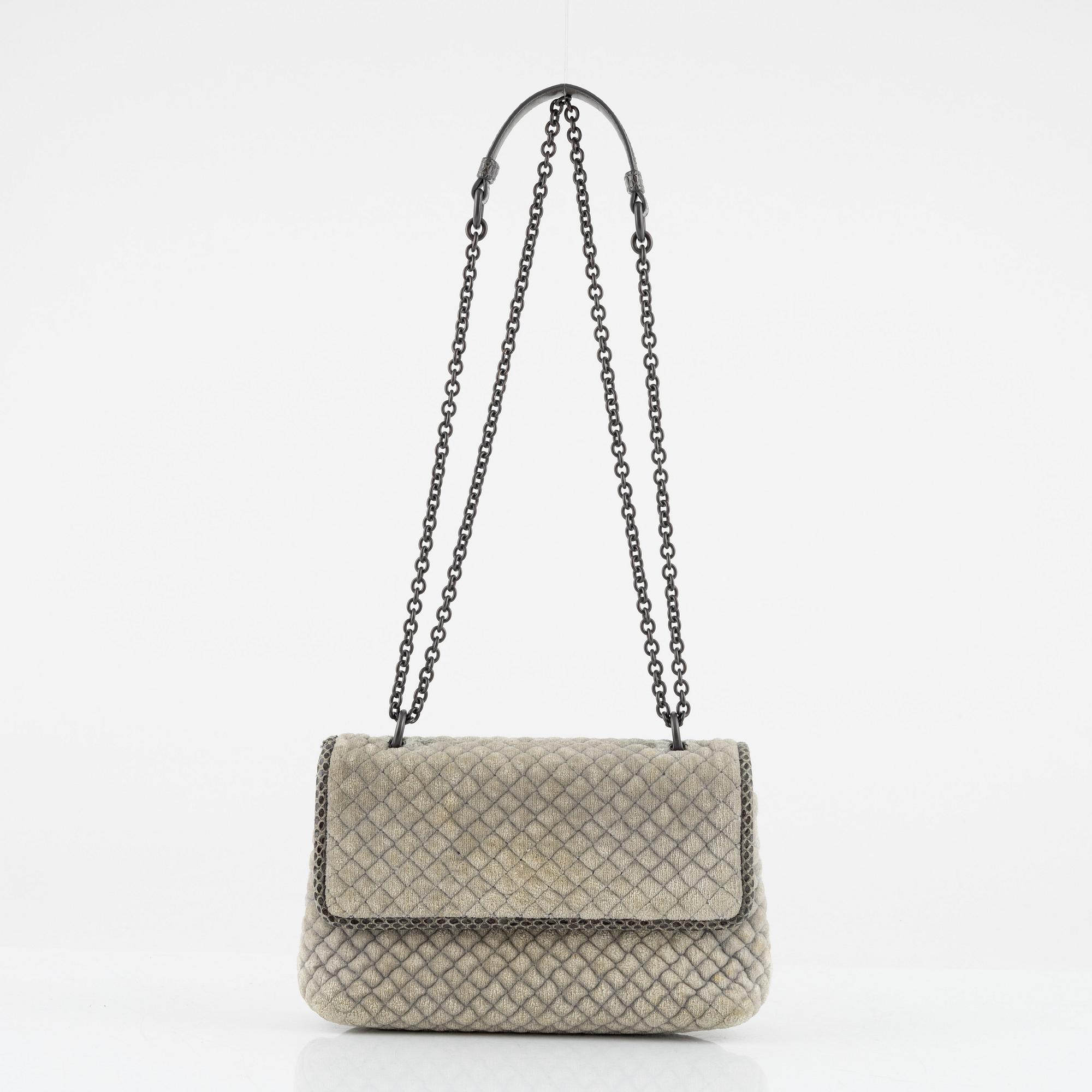 Bottega Veneta, 'Olimpia' quilted velvet shoulder bag.