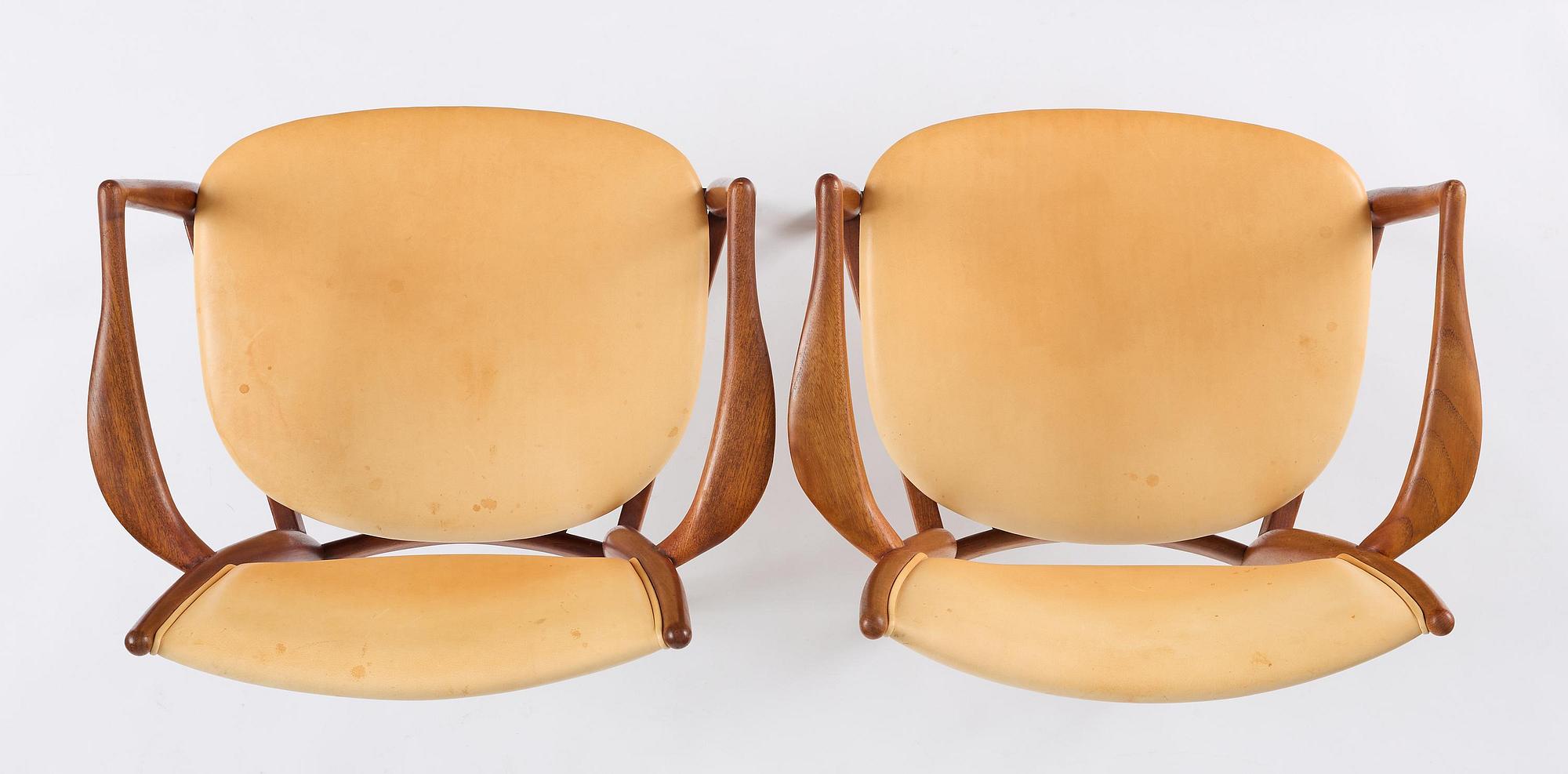 Finn Juhl, a set of six chairs and a pair of armchairs, model "Bo-63" and "Bo-72", Bovirke, Denmark, 1940s-50s.