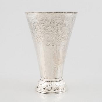 A silver beaker by Christopher Nordin, Hudiksvall 1827.