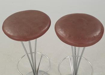 A pir of "FL 9511" bar stools, designed by Piet Hein for fritz Hansen, 20th century.