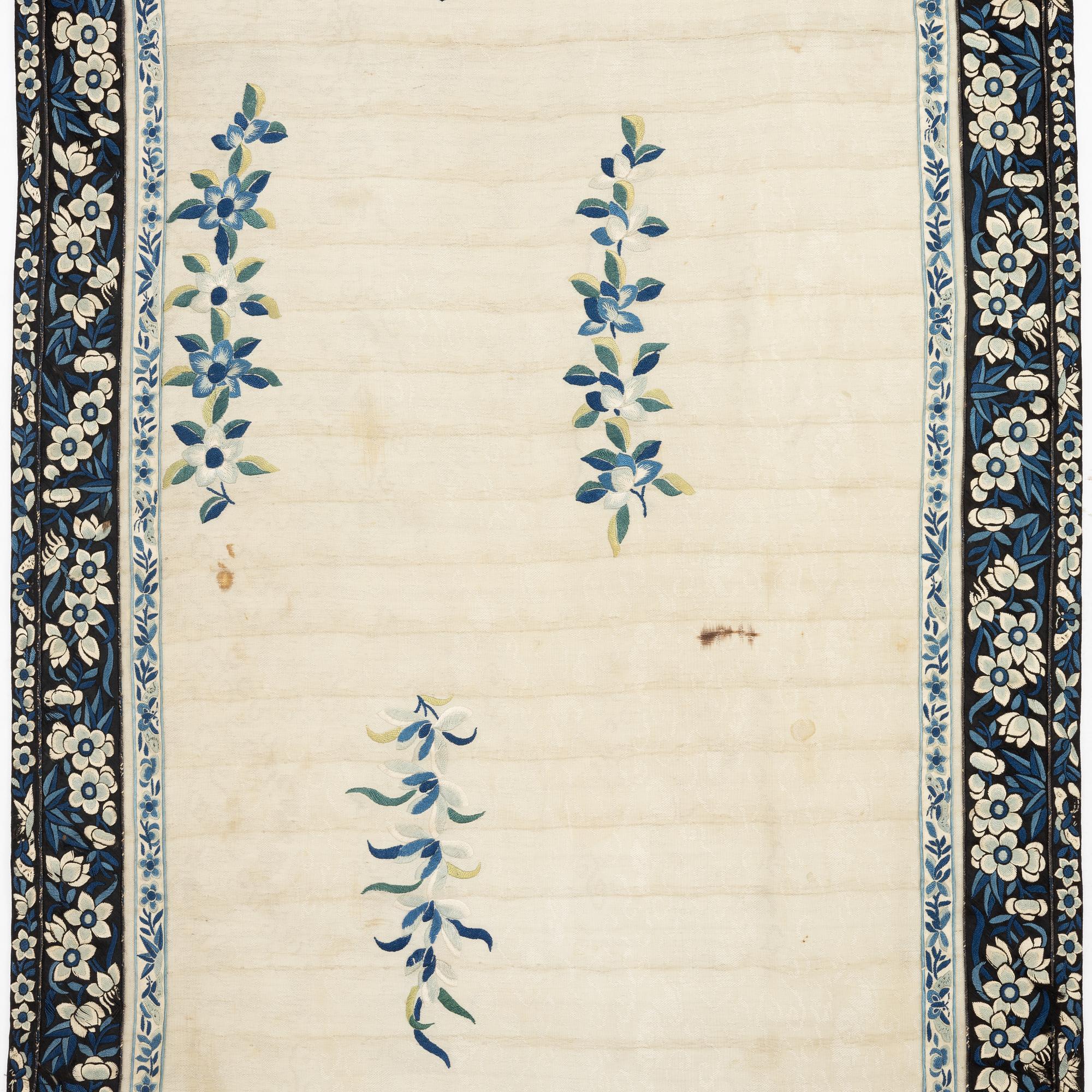 A Chinese silk embroidery, Qing dynasty.