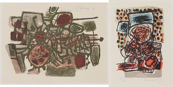 Beverloo Corneille, litografier, 2 st, signerade och daterade -61 och -63, numrerade 2/60 och 15/36.