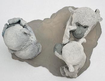 Mårten Medbo, a stoneware sculpture "Schoolyard Monkeys", signed and dated 2010.