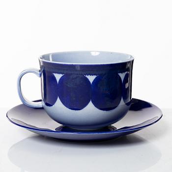 Lisa Larson, tekoppar, 5 st och assietter, 6 st, "Matilda", K-Studion, Gustavsberg 1996.