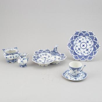 A Royal Copenhagen porcelain half lace "Musselmalet" service 21 pcs.