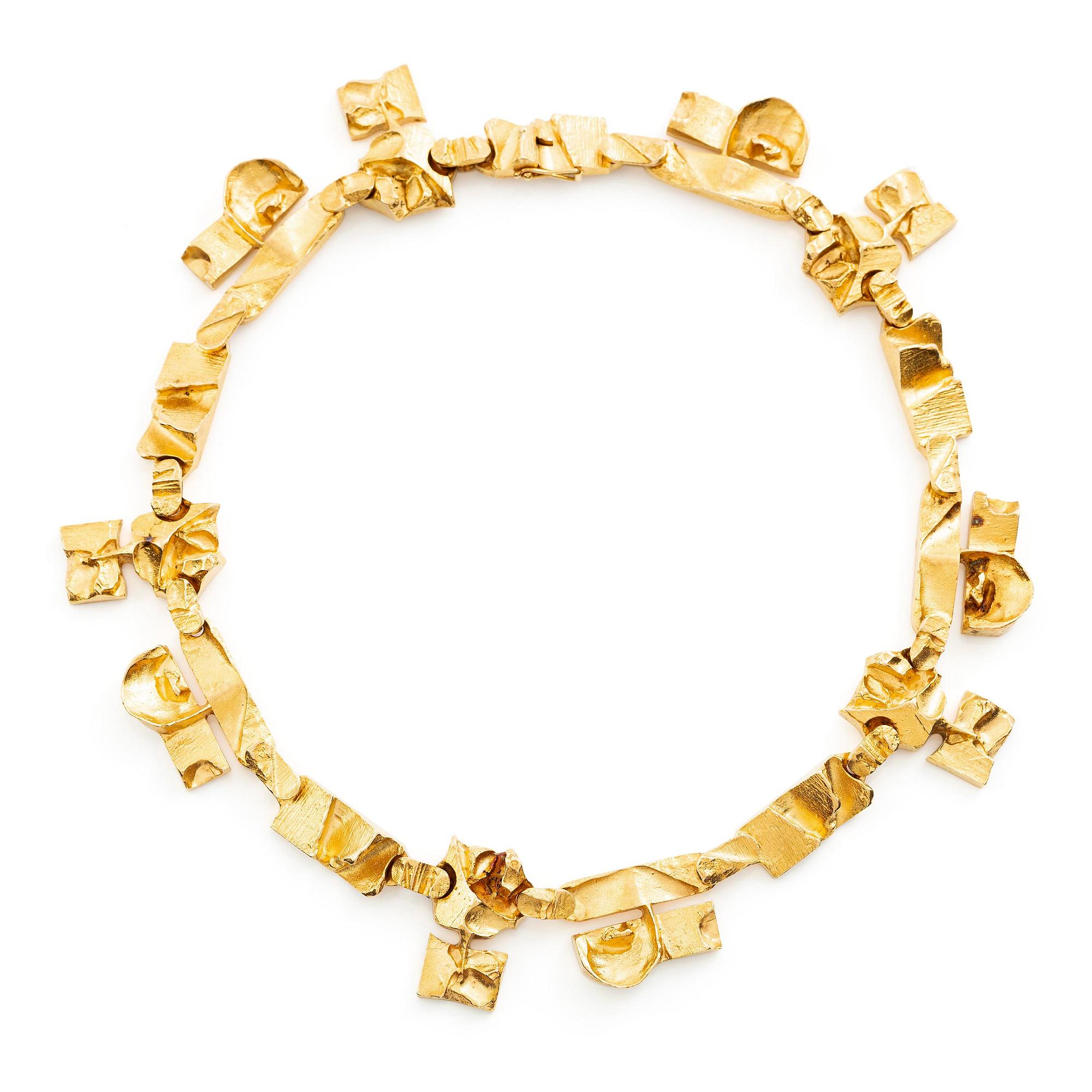 Björn Weckström collier "Tenochtitlan" 18K guld, Lapponia 1970.