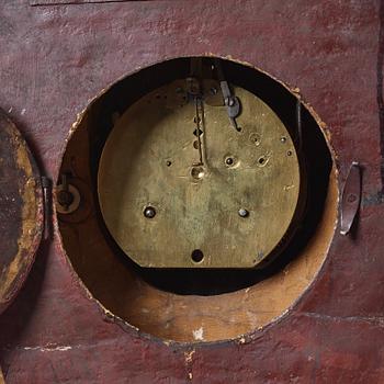 A Gustavian late 18th century wall clock by Petter Ernst (clockmaker in Stockholm 1753-1784).