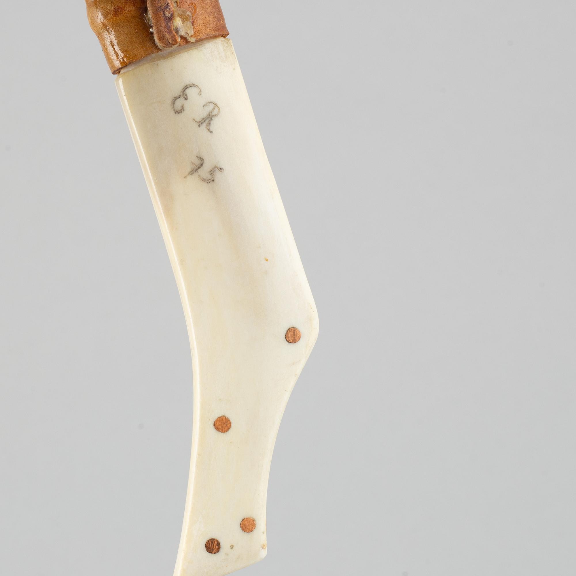 Three Sami knives, unidentified signatures.