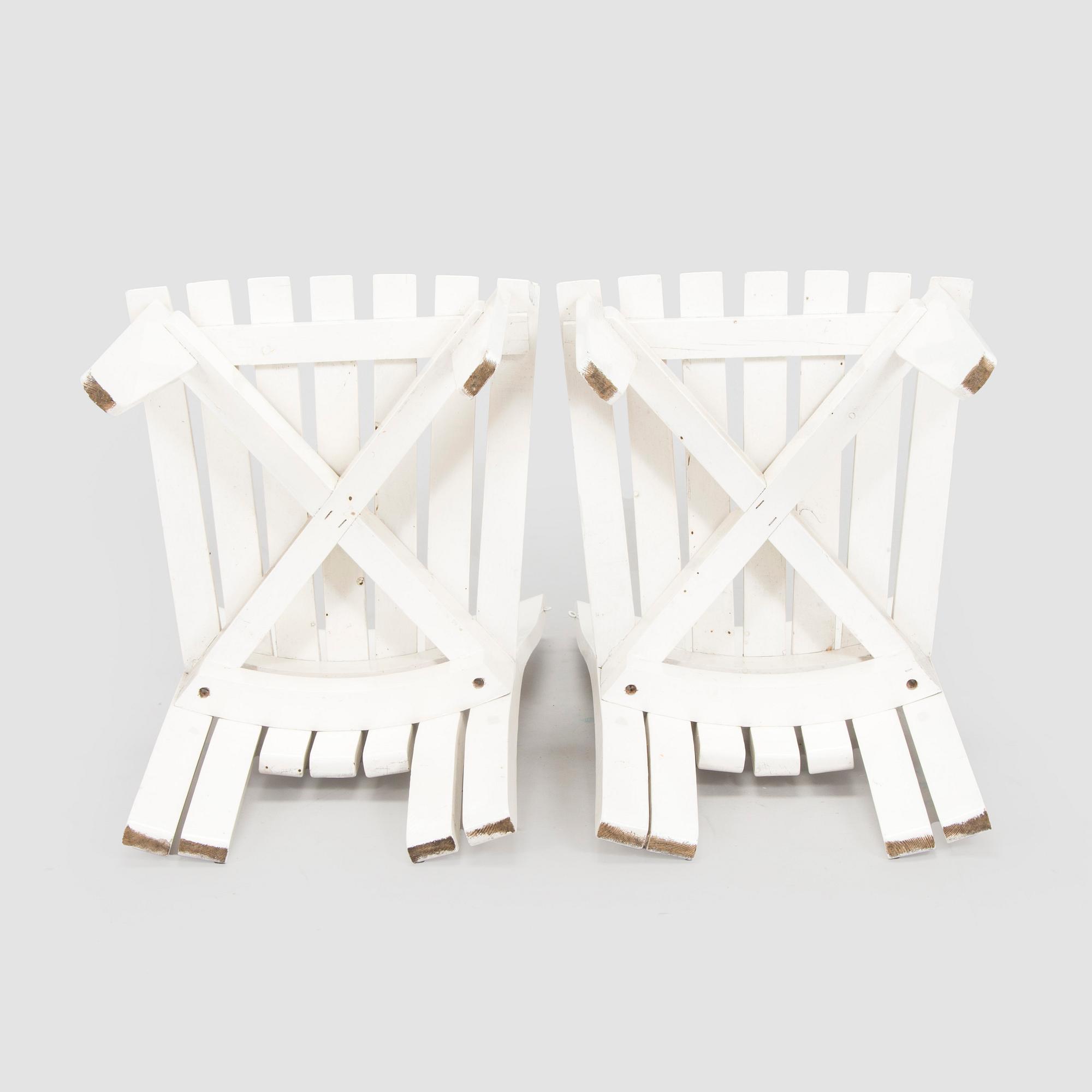 Alvar & Aino Aalto, Four 'Aurinko' (Sun-serial) garden chairs, model 910  for O.Y. Huonekalu- ja Rakennustyötehdas A.B. 1957.