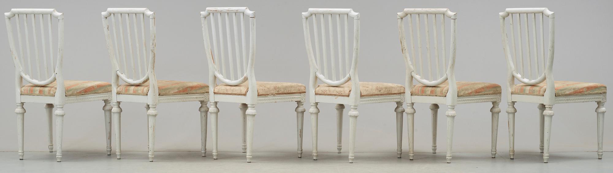 STOLAR, 6 st, gustaviansk stil, omkring 1900-talets mitt.
