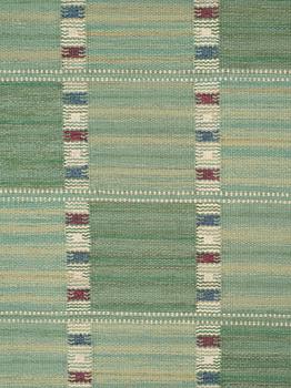 Barbro Nilsson, A CARPET, "Falurutan, grön Fabiola", flat weave, ca 468 x 326 cm, signed AB MMF BN.