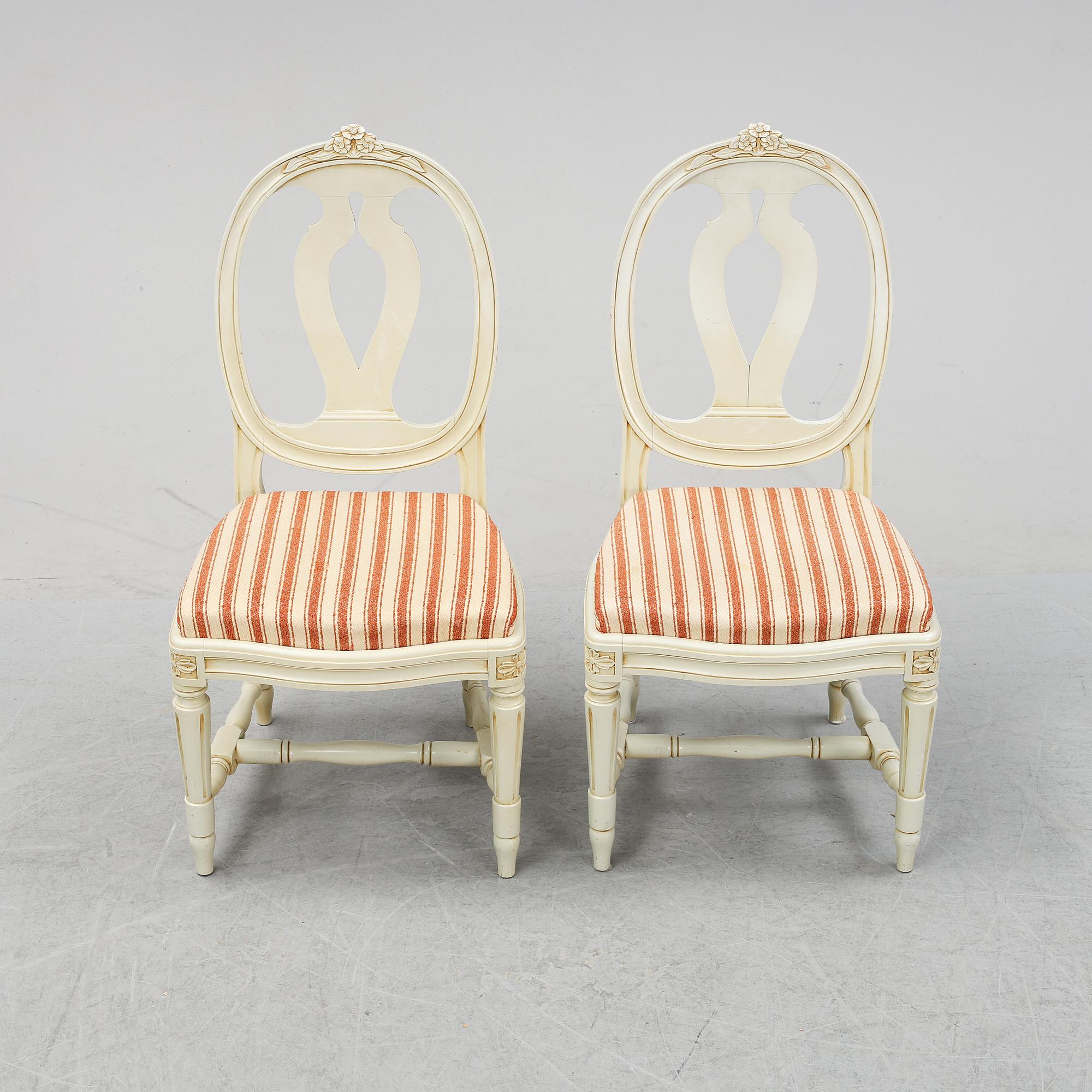 Six Gustavian style chairs, second half of the 20th Century.