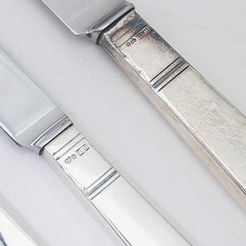 Jacob Ängman, bestickservisdelar, 49 st, silver, modell "Rosenholm", GAB, Stockholm, bl.a. 1962.